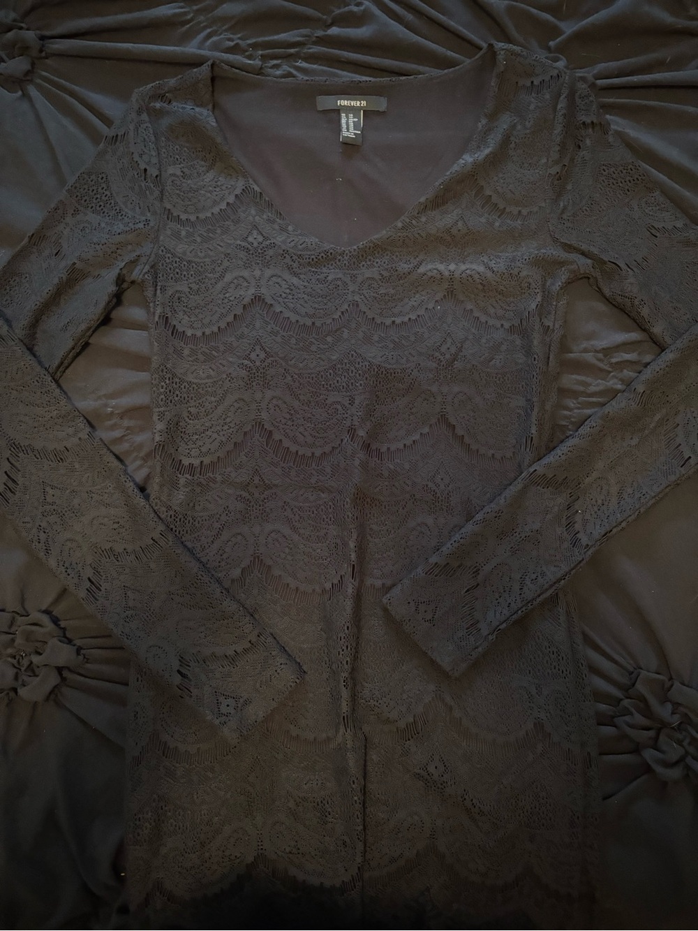 Forever 21 Black Lace Detail Top